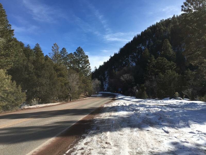 Santa Fe impact crater, exposed along NM 475